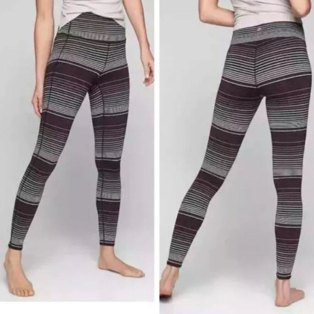 NEW Athleta High Rise Expanse Stripe Chaturanga Tights Leggings Purple Travel XS